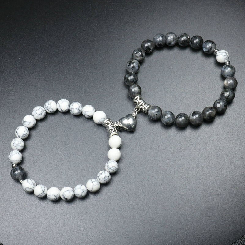 Heart Shaped Couples Magnetic Distance Bracelet