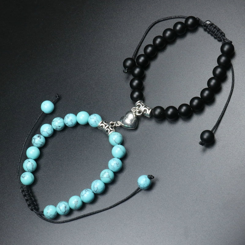 Heart Shaped Couples Magnetic Distance Bracelet