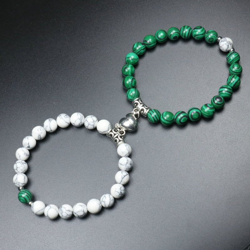 Heart Shaped Couples Magnetic Distance Bracelet