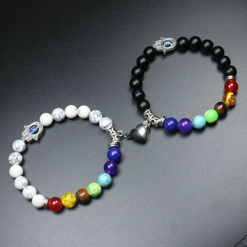 Heart Shaped Couples Magnetic Distance Bracelet