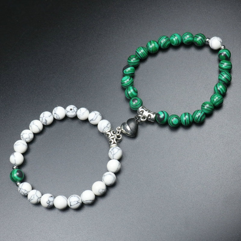 Heart Shaped Couples Magnetic Distance Bracelet