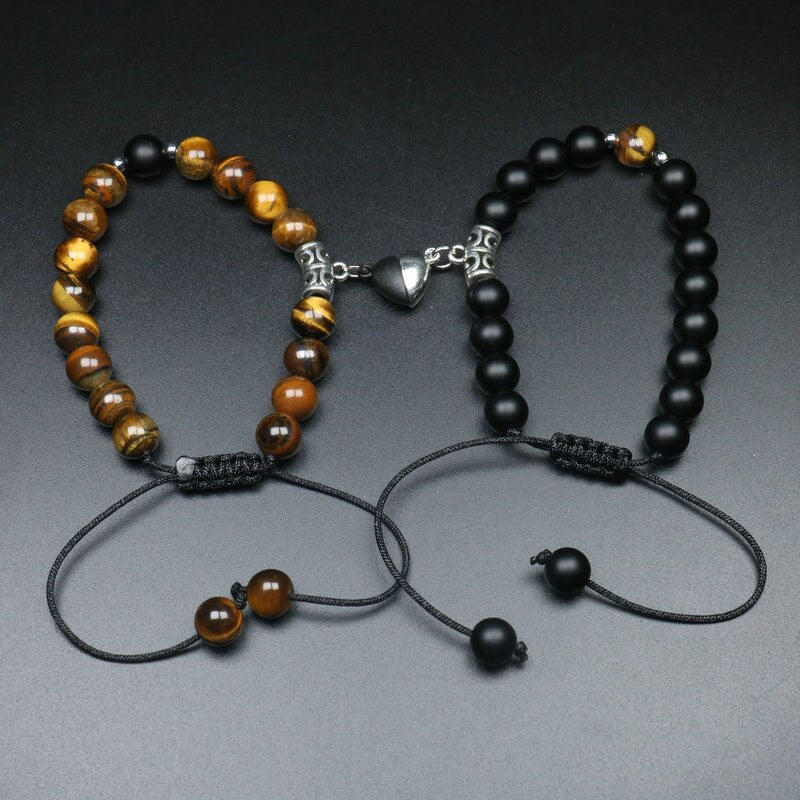 Heart Shaped Couples Magnetic Distance Bracelet