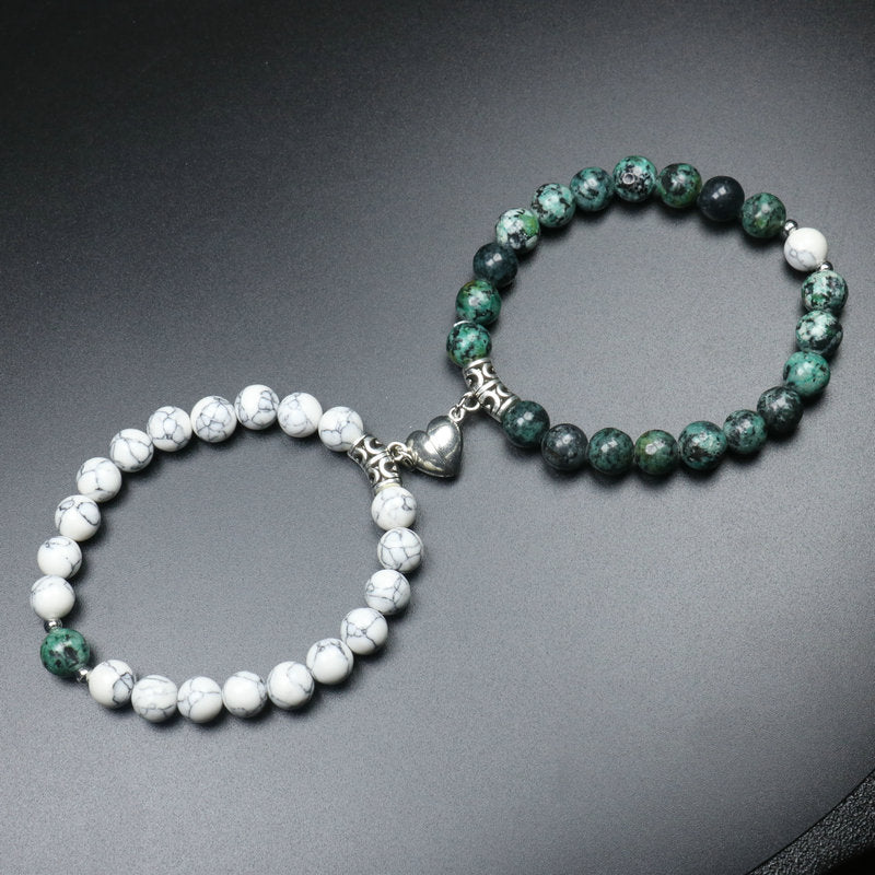 Heart Shaped Couples Magnetic Distance Bracelet