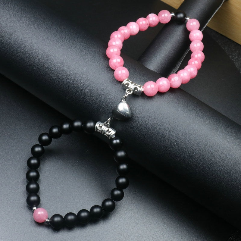 Heart Shaped Couples Magnetic Distance Bracelet