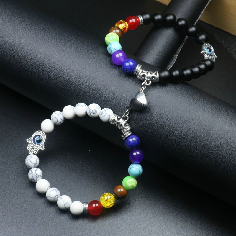 Heart Shaped Couples Magnetic Distance Bracelet