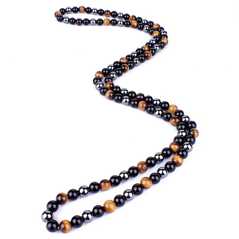 Triple Protection Necklace with Hematite, Black Obsidian, and Tiger Eye