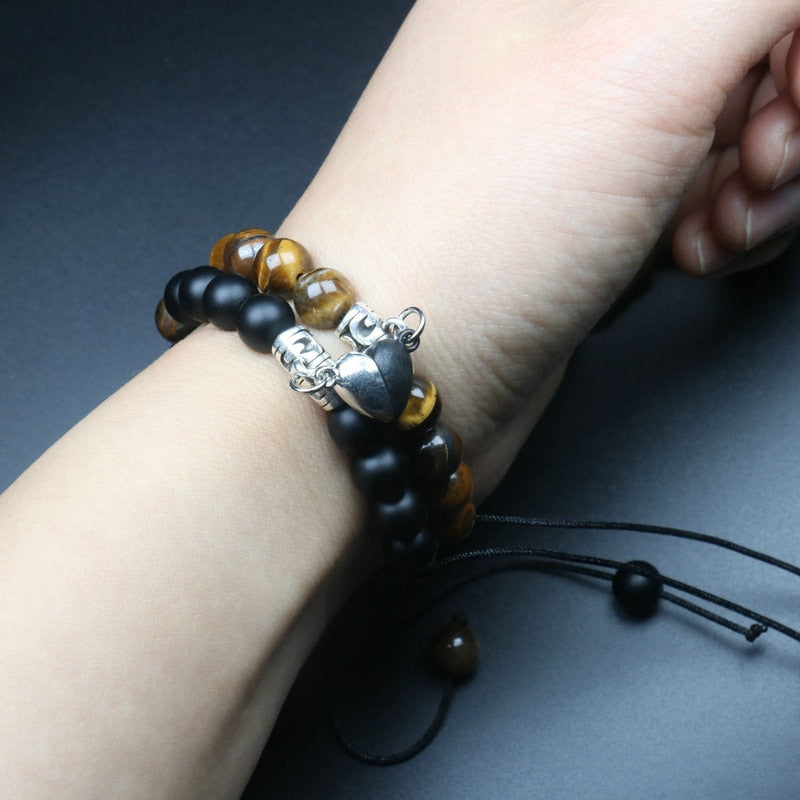 Heart Shaped Couples Magnetic Distance Bracelet