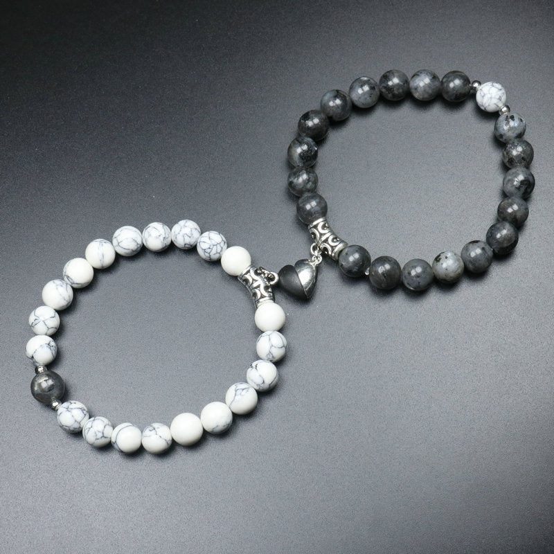 Heart Shaped Couples Magnetic Distance Bracelet