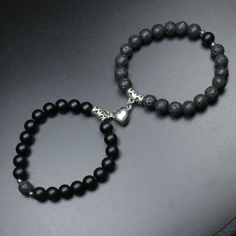Heart Shaped Couples Magnetic Distance Bracelet