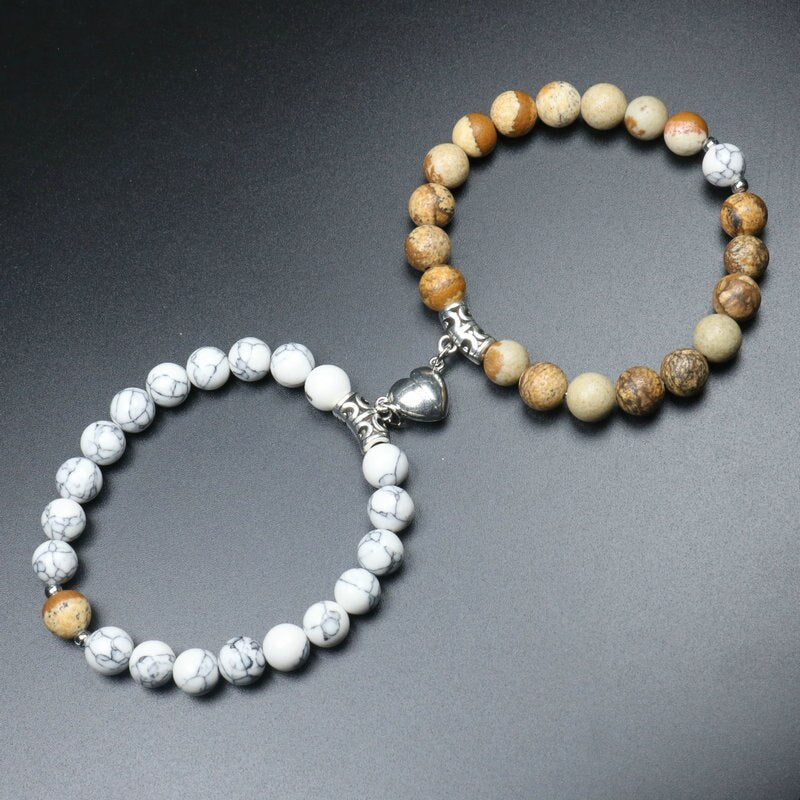 Heart Shaped Couples Magnetic Distance Bracelet