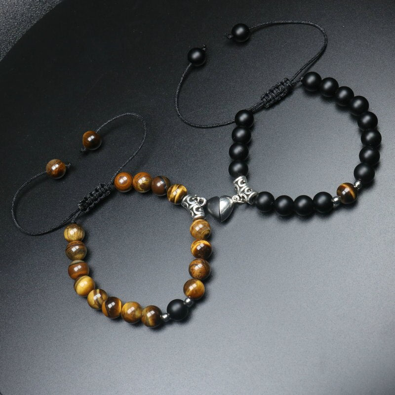 Heart Shaped Couples Magnetic Distance Bracelet