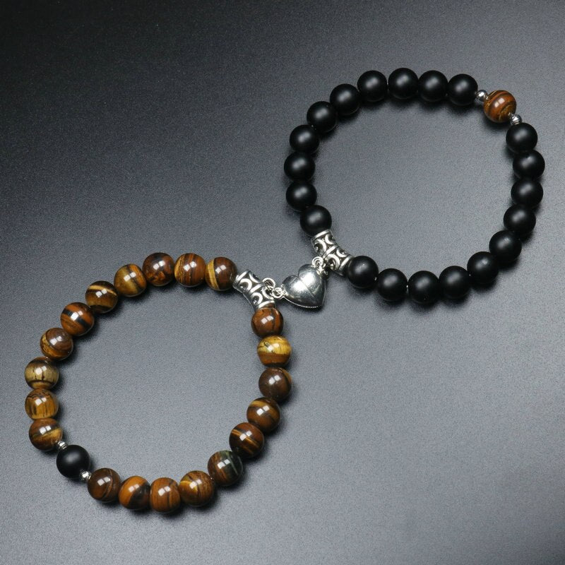 Heart Shaped Couples Magnetic Distance Bracelet