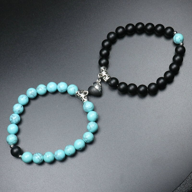 Heart Shaped Couples Magnetic Distance Bracelet
