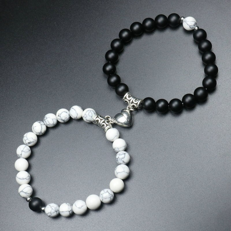 Heart Shaped Couples Magnetic Distance Bracelet