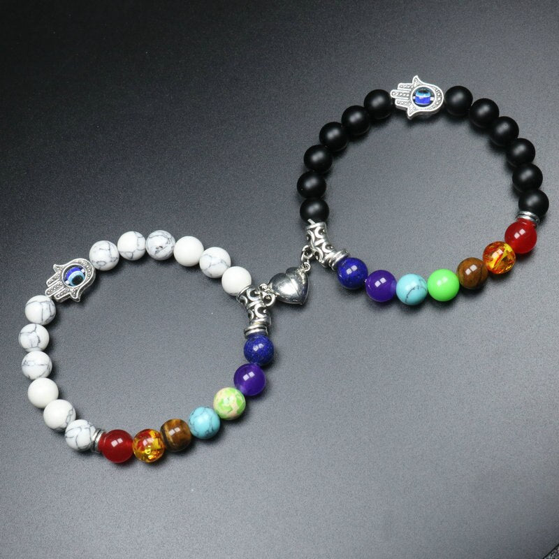 Heart Shaped Couples Magnetic Distance Bracelet