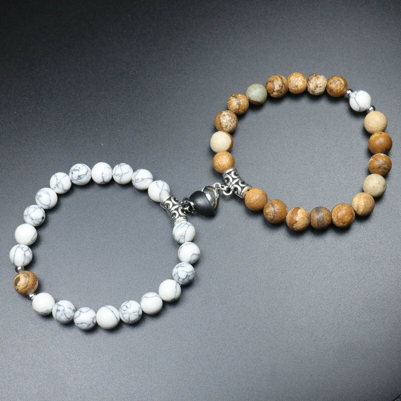 Heart Shaped Couples Magnetic Distance Bracelet