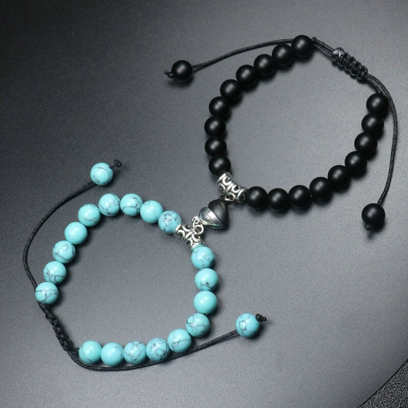 Heart Shaped Couples Magnetic Distance Bracelet