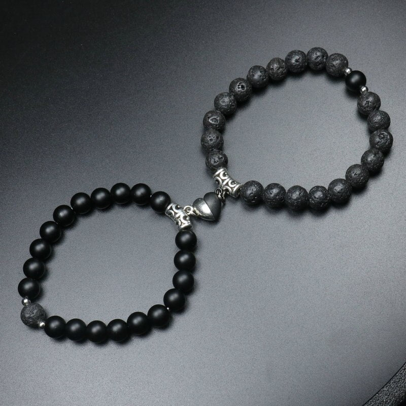 Heart Shaped Couples Magnetic Distance Bracelet