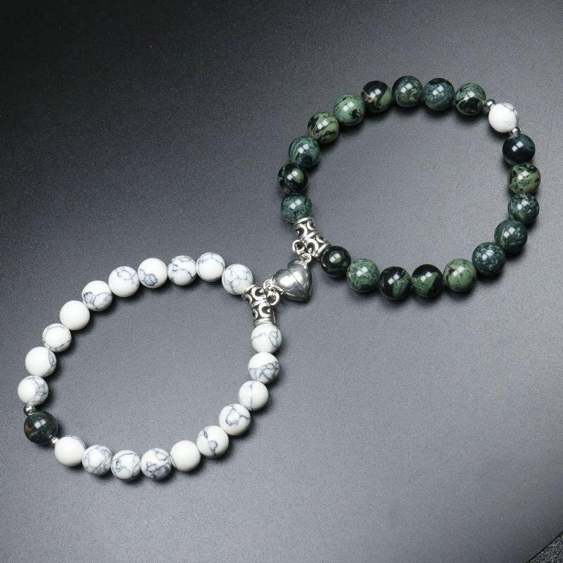 Heart Shaped Couples Magnetic Distance Bracelet