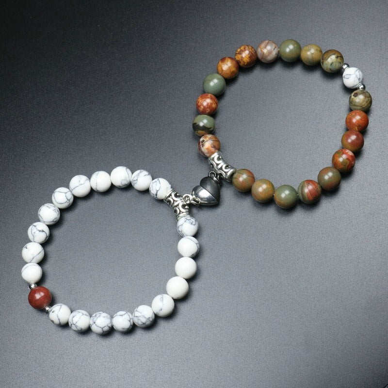 Heart Shaped Couples Magnetic Distance Bracelet