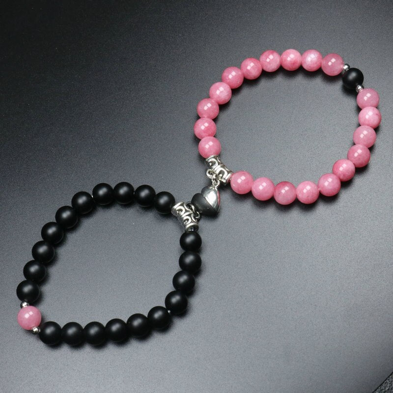 Heart Shaped Couples Magnetic Distance Bracelet