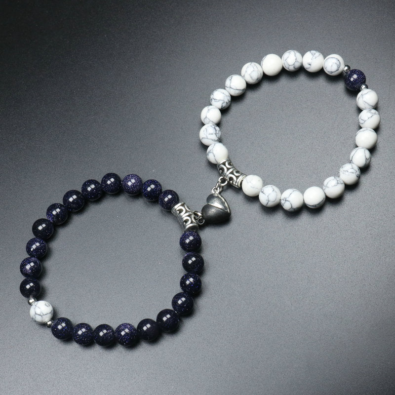Heart Shaped Couples Magnetic Distance Bracelet