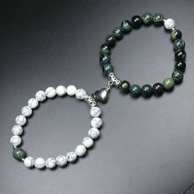 Heart Shaped Couples Magnetic Distance Bracelet