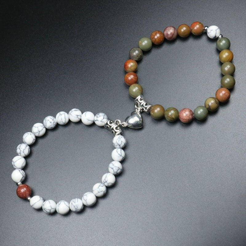 Heart Shaped Couples Magnetic Distance Bracelet