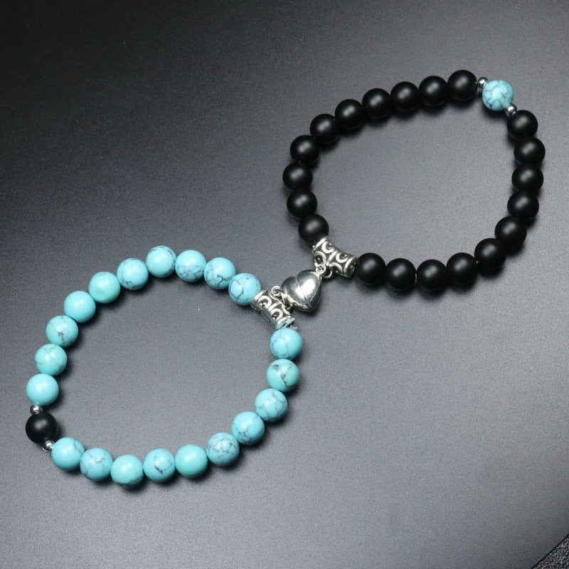 Heart Shaped Couples Magnetic Distance Bracelet