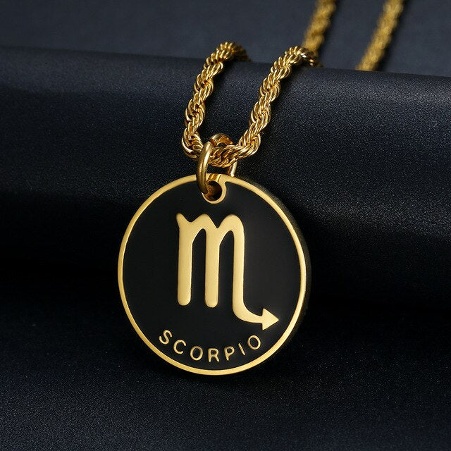 Zodiac Sign Pendant Stainless Steel Necklace